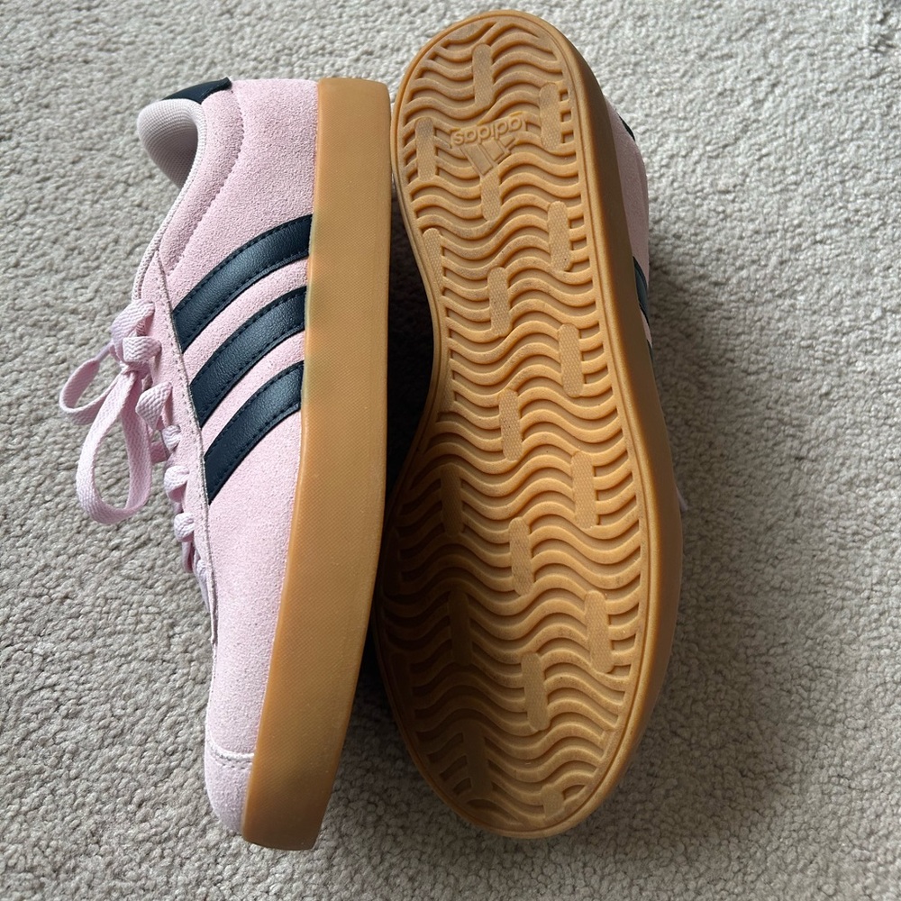 Adidas Women's Pink and Black Suede Sneakers - Picture 3 of 4